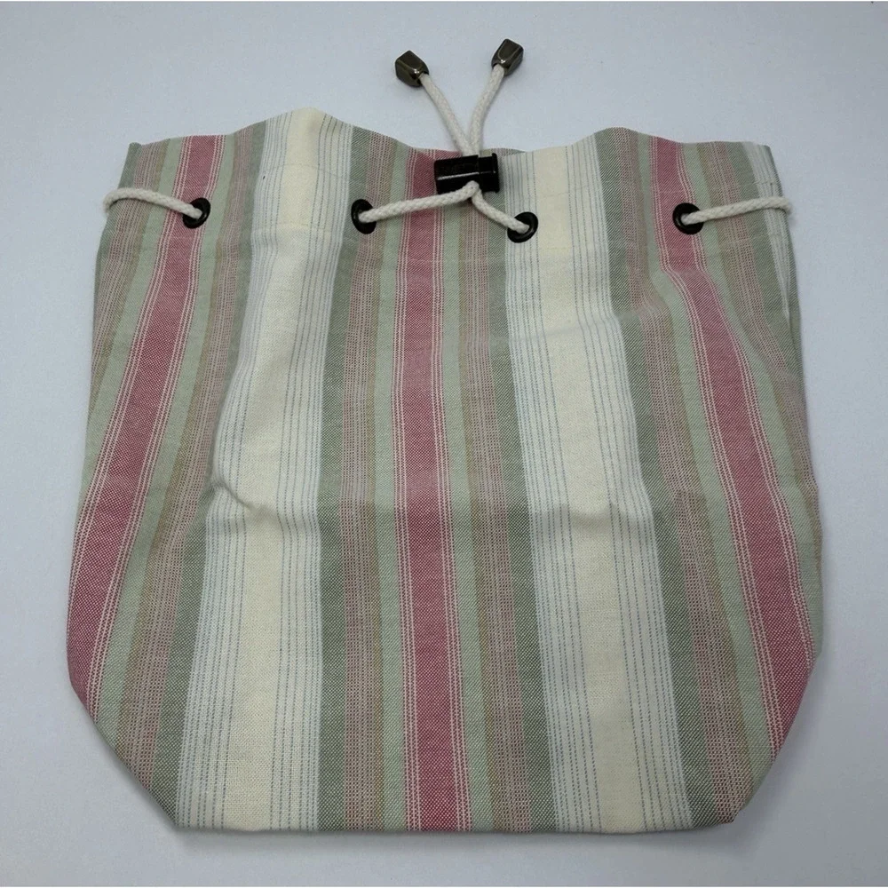 Longaberger Small Tote Liner Cabana Strip with Sand Dollar Tie-On